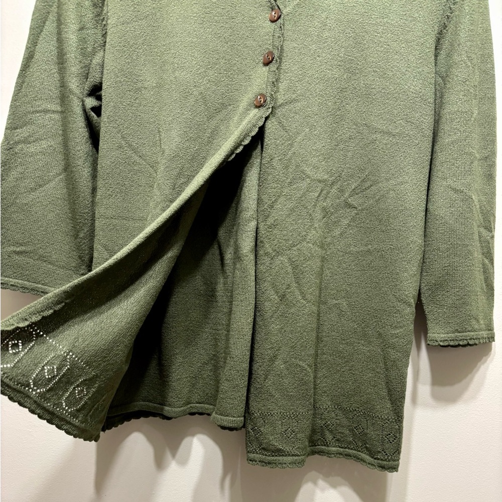 ✨$8 CLEAR-OUT✨ Tradition Sears Vintage Relaxed Fit 3/4 Sleeve Blouse Shirt Green - Picture 3 of 6